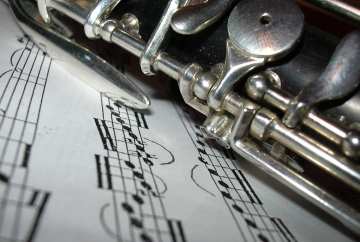 Oboe with sheet music