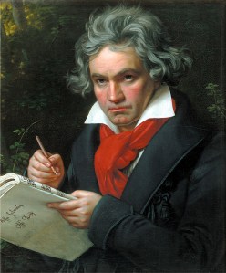 painting of beethoven with music score